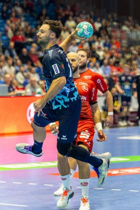 HBL Cup, Round 2, Kassel, MT Melsungen vs. Rhein Neckar Löwen, Rothenbach Halle, Kassel, September 22, 2026 HBL Cup, Round 2, Kassel, Germany, September 22, 2026 Dani Baijens of Rhein-Neckar Löwen, taking a shot at the goal, Handball Bundesliga, MT Melsungen vs. Rhein-Neckar Löwen match, Rothenbach Hall, Kassel Copyright: xBEAUTIFULxSPORTS Freudensteinx