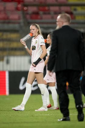 September 22, 2026: Thelma Palmadottir of Häcken looks dejected after the Women s Champions League soccer match between Inter and Häcken on September 22, 2026 in Monza. Photo by Carl Sandin. BILDBYRAN code CS CS0982 soccer football fotball UEFA Women s Champions League Inter Häcken women s team BBENG soccer football fotball UEFA Women s Champions League Inter Häcken women s team BBENG dejected  Copyright: CARLxSANDIN BB260922CS091