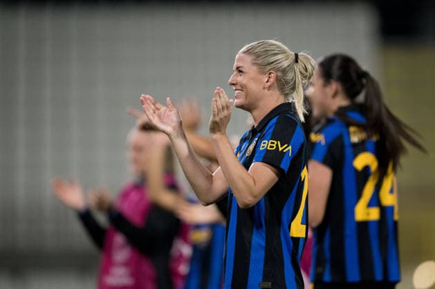 September 22, 2026: Olivia Schough of Inter celebrates after the Women’s Champions League soccer match between Inter and Häcken on September 22, 2026 in Monza. Photo by Carl Sandin. BILDBYRAN code CS CS0982 soccer football soccer uefa women s champions league inter häcken women s soccer soccer football uefa women s champions league inter häcken women s soccer celebration  Copyright: CARLxSANDIN BB260922CS092