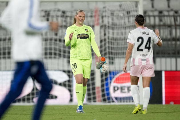 September 22, 2026: Goalkeeper Hanna Karlsson of Häcken after the Women’s Champions League soccer match between Inter and Häcken on September 22, 2026 in Monza. Photo by Carl Sandin. BILDBYRAN code CS CS0982 soccer football uefa women s champions league inter häcken women s bbeng soccer football uefa women s champions league inter häcken women s bbeng  Copyright: CARLxSANDIN BB260922CS094