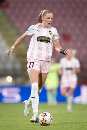 September 22, 2026: Thelma Palmadottir of Häcken during the Women’s Champions League soccer match between Inter and Häcken on September 22, 2026 in Monza. Photo by Carl Sandin. BILDBYRAN code CS CS0982 soccer football fotball UEFA Women s Champions League Inter Häcken women s BBENG soccer football fotball UEFA Women s Champions League Inter Häcken women s BBENG  Copyright: CARLxSANDIN BB260922CS113