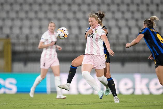 September 22, 2026: Johanna Fossdalsa Sorensen of Häcken during the Women’s Champions League soccer match between Inter and Häcken on September 22, 2026 in Monza. Photo by Carl Sandin. BILDBYRAN code CS CS0982 soccer football fotball UEFA Women s Champions League Inter Häcken women s team BBENG soccer football fotball UEFA Women s Champions League Inter Häcken women s team BBENG  Copyright: CARLxSANDIN BB260922CS114