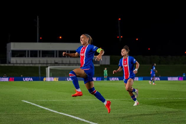 Real Madrid C.F. v Paris Saint-Germain - UEFA Women s Champions League 2026 27 League Phase MD1 MADRID, SPAIN - SEPTEMBER 22: Sakina Karchaoui of Paris Saint-Germain celebrates her goal with her teammates during the UEFA Women s Champions League 2026 27 League Phase MD1 match between Real Madrid C.F. and Paris Saint-Germain at Estadio Alfredo Di Stefano on September 22, 2026 in Madrid, Spain. Valdebebas Estadio Alfredo di Stefano Madrid Spain Copyright: xAlbertoxGardinx AGardin_20260922_Foot_WChamp_ReaMad_Psg_0260