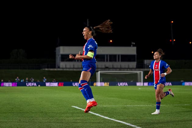 Real Madrid C.F. v Paris Saint-Germain - UEFA Women s Champions League 2026 27 League Phase MD1 MADRID, SPAIN - SEPTEMBER 22: Sakina Karchaoui of Paris Saint-Germain celebrates her goal during the UEFA Women s Champions League 2026 27 League Phase MD1 match between Real Madrid C.F. and Paris Saint-Germain at Estadio Alfredo Di Stefano on September 22, 2026 in Madrid, Spain. Valdebebas Estadio Alfredo di Stefano Madrid Spain Copyright: xAlbertoxGardinx AGardin_20260922_Foot_WChamp_ReaMad_Psg_0261