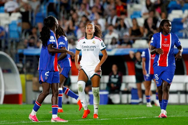 UEFA Women s Champions League - Real Madrid vs Paris Saint-Germain MADRID, SPAIN -September 22:Felicia Schroder of Real Madrid reacts to a missed opportunity during the UEFA Women s Champions League match between Real Madrid and Paris Saint-Germain at Alfredo Di Stefano stadium in Madrid.(Photo by Guille Martinez f22photo) Madrid Alfredo Di Stefano Stadium Spain Copyright: xGuillermoxMartinezx