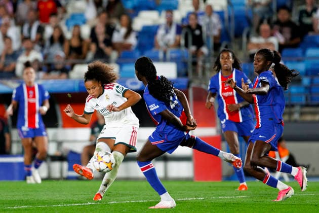 UEFA Women s Champions League - Real Madrid vs Paris Saint-Germain MADRID, SPAIN -September 22:Felicia Schroder of Real Madrid in action during the UEFA Women s Champions League match between Real Madrid and Paris Saint-Germain at Alfredo Di Stefano stadium in Madrid.(Photo by Guille Martinez f22photo) Madrid Alfredo Di Stefano Stadium Spain Copyright: xGuillermoxMartinezx