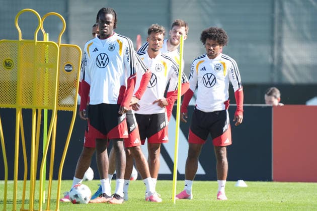 Yann Aurel Bisseck, Karim Adeyemi, Yannik Engelhardt Herzo Base September 23, 2026 German National Team Nations League Final Training Session Home Ground, HerzoBase, World of Adidas, Herzogenaurach