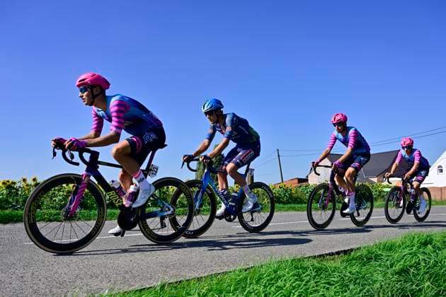Omloop van het Houtland 2026 Cycling Race LICHTERVELDE, BELGIUM - SEPTEMBER 23 : Stockman Abram (BEL) of Unibet Rose Rockets, Bastiaens Ayco (BEL) of Soudal Quick-Step during the 80th edition of Omloop van het Houtland an UCI Class 1.1 one day cycling road race for Men Elite of 190 km with start in Zedelgem and finish in Lichtervelde on September 23, 2026 in Lichtervelde, Belgium, 23 09 2026 Lichtervelde Belgium  Copyright: xJanxDexMeuleneirx