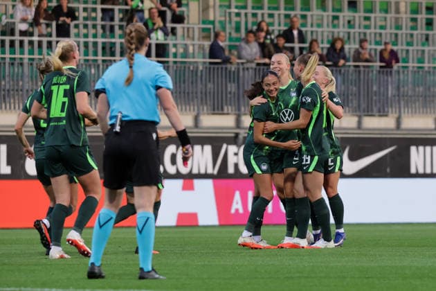 September 23, 2026, xgrfx, Soccer: UEFA Women s Europa Cup, VfL Wolfsburg vs. SK Sturm Graz—Goal by Ella Peddemors, 1–0, VfL Wolfsburg, AOK Stadium