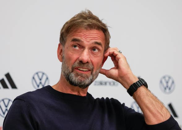 Jurgen Klopp manager of Germany speaks at a German team press conference, PK, Pressekonferenz at the Johan Cruyff Arena, Amsterdam. Picture date: 23rd September 2026. Picture credit should read: Cody Froggatt Sportimage EDITORIAL USE ONLY. No use with unauthorised audio, video, data, fixture lists, club league logos or live services. Online in-match use limited to 120 images, no video emulation. No use in betting, games or single club league player publications. SPI_019_CF_GERMANY_PRESS SPI-5044-0023