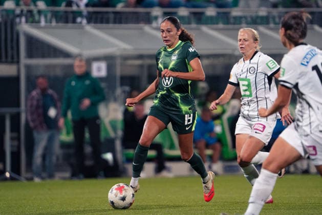 Germany Soccer UEFA Women s Europa Cup 2026–2027, Qualifying Round 2, First Leg: VfL Wolfsburg vs. SK Sturm Graz at AOK Stadium, Wolfsburg; Kessya Bussy of VfL Wolfsburg Women, 19 Copyright: xAymanxAlahmedx
