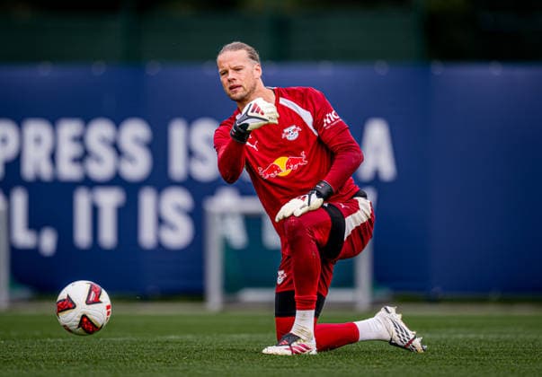 Leipzig s Örjan Nyland at practice RB Leipzig practice September 14, 2026 Leipzig, Red Bull Academy RB Leipzig practice