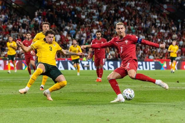 September 24, 2026, Lisbon, Portugal: Neco Williams (L) of Wales and Cristiano Ronaldo (R) of Portugal seen in action during the UEFA Nations League match between Portugal and Wales at estadio de Alvalade stadium. Final score: Portugal 1-0 Wales Portugal Vs Wales In Lisbon, Portugal - 24 Sep 2026  - ZUMAs197 20260924_aaa_s197_256 Copyright: xHugoxAmaralx
