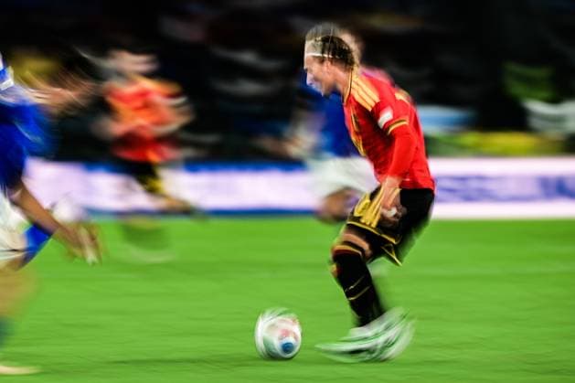 Belgium s Mika Godts pictured in action during a soccer game between the Red Devils, the Belgian national soccer team and Italy for the opening game of the UEFA Nations League, in Rome, on Friday 25 September 2026. DIRKxWAEM  x187824812x