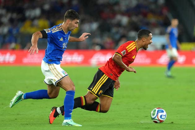 Nicolo Cambiaghi of Italy and Youri Tielemans of Belgium during the Nations League football match between Italy and Belgium at Stadio Olimpico in Rome (Italy), September 25, 2026. antoniettaxbaldassarre