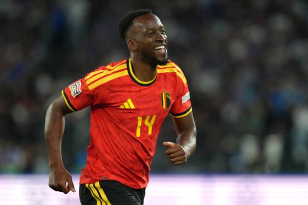 Dodi Lukebakio of Belgium celebrates after scoring the goal of 0-2 during the Nations League football match between Italy and Belgium at Stadio Olimpico in Rome (Italy), September 25, 2026. antoniettaxbaldassarre