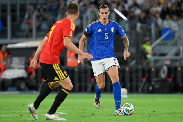 IPA88978228 - Riccardo Calafiori (Defender) of Italy during Matchday 1 of the Nations League between Italy and Belgium at the Olympic Stadium in Italy on September 25, 2026. Mattia Vian  Copyright: xMattiaxVian IPAxSportx xx IPA88978228