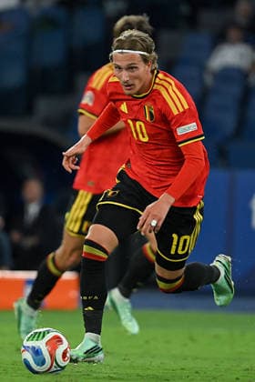 SOCCER - UEFA Nations League - Italy vs. Belgium Photo by IPA ABACAPRESS.COM88978245 - Leandro Trossard (Midfielder) of Belgium during Matchday 1 of the Nations League between Italy and Belgium at the Olympic Stadium in Italy on September 25, 2026. Mattia Vian Rome Italy  Copyright: xIPAxSport ABACAx