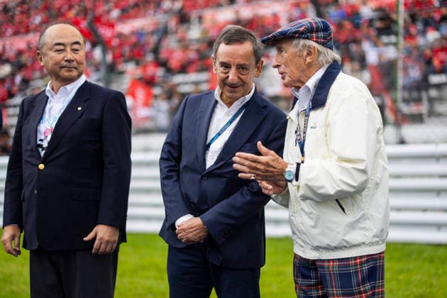 FIA WEC - 6 HOURS OF FUJI 2026 FILLON Pierre (fra), President of ACO, Sir Jackie Stewart, portrait, ambiance on the grid during the 6 Hours of Fuji 2026, 6th round of the 2026 FIA World Endurance Championship, from September 25 to 27, 2026 on the Fuji Speedway in Oyama, Shizuoka, Japan - OyamaJapan  Copyright: xJULIENxDELFOSSEx