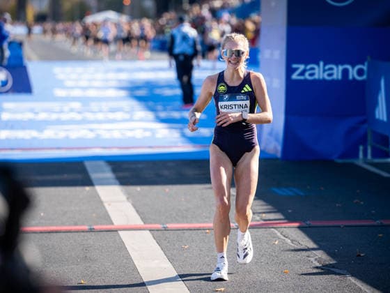 BERLIN, GERMANY - SEPTEMBER 27, 2026: Kristina Hendel (GER, Marathon Team Berlin) at the finish by the 52. BMW Berlin Marathon at Berlin on September 27, 2026 in Berlin, Germany. Copyright: xBEAUTIFULxSPORTS Kuehnx