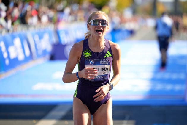 Kristina Hendel, GER, Finish Line, GER, BMW Generali Berlin Marathon 2026, September 27, 2026, GER, BMW Generali Berlin Marathon 2026, September 27, 2026, Berlin Copyright: xClaudiusxRauch,xEibner-Pressefotox xClaudiusxRauchx EP_CRH