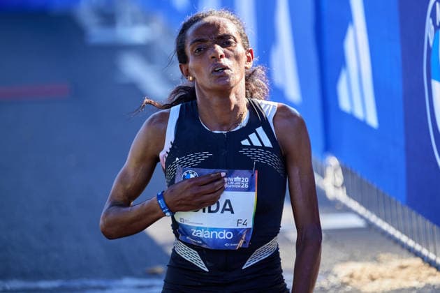 Dera Dida, ETH, Finish Line, at the end of her strength, GER, BMW Generali Berlin Marathon 2026, September 27, 2026, GER, BMW Generali Berlin Marathon 2026, September 27, 2026, Berlin Copyright: xClaudiusxRauch,xEibner-Pressefotox xClaudiusxRauchx EP_CRH