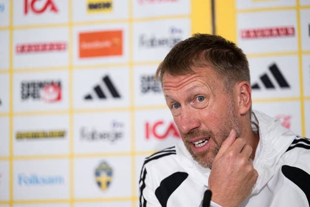 September 27, 2026: Head coach Graham Potter of the Swedish men’s national soccer team at a press conference on September 27, 2026 in Stockholm. Photo by Emma Wallskog, BILDBYRAN. Code: EW EW0712. soccer, football, fotball, Nations League, UEFA Nations League, press conference, Sweden, Sweden A, bbeng, soccer, football, fotball, Nations League, UEFA Nations League, press conference, sSweden Sweden Sweden A BBENG Copyright: EMMAxWALLSKOG BB260927EW002