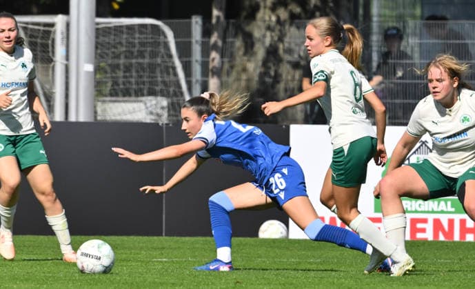 September 27, 2026 Soccer Season 2026–2027 DFB Cup Women s Club Cup Round 1 SpVgg Greuther Fürth Kleeblatt vs. TSG 1899 Hoffenheim Sports photo by Zink xwoxzix; regulations prohibit any use of photographs as image sequences and or quasi-video. Janna Grimm, 26, TSG Hoffenheim; Elena Grill, 6, SpVgg Greuther Fürth