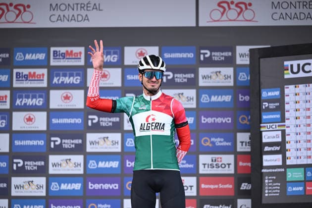 2026 UCI Road World Championships Picture by Chris Auld SWpix.com - 27 09 2026 - Cycling - 2026 UCI Road World Championships - MontrÃ al, Canada - Men Elite Road Race - Oussama Abdellah Mimouni (Algeria) Copyright: x xSWpix.comx(t axPhotographyxHubxLtd)xChrisxAuld SWpix.comx SWP-3521-4605