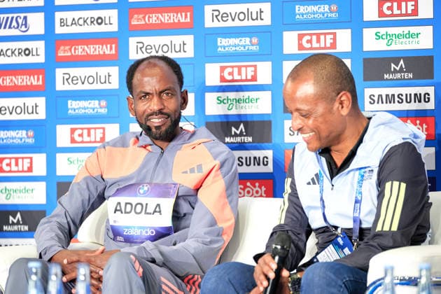 Guye Adola (ETH), winner, 1st place, in an interview, press conference, GER, BMW Generali Berlin Marathon 2026, September 27, 2026, GER, BMW Generali Berlin Marathon 2026, September 27, 2026, Berlin Copyright: xClaudiusxRauch,xEibner-Pressefotox xClaudiusxRauchx EP_CRH
