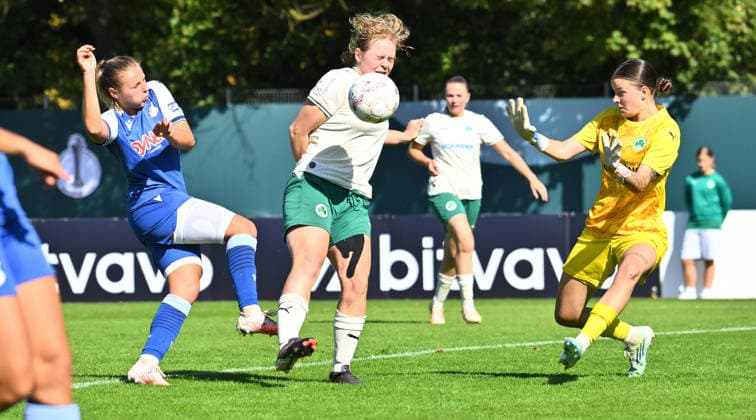 September 27, 2026 Soccer Season 2026–2027 DFB Cup Women s Club Cup Round 1 SpVgg Greuther Fürth Kleeblatt vs. TSG 1899 Hoffenheim Sports photo by Zink xwoxzix; regulations prohibit any use of photographs as image sequences and or quasi-video Martine Fenger 15, TSG Hoffenheim Ann Kathrin Wolfram 13, SpVgg Greuther Fürth Lisa Bayer 1, SpVgg Greuther Fürth Scoring opportunity