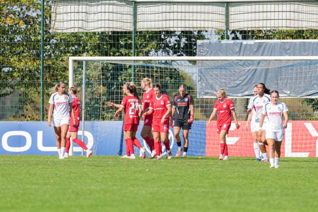 DFB Women s Cup: SC Sand vs. VfL Wolfsburg, September 27, 2026—Celebration of the 0-3 goal by Camilla Küver of VfL Wolfsburg, 16th round of the DFB Women s Cup: SC Sand vs. VfL Wolfsburg, Adams Arena, September 27, 2026 DFB and DFL regulations prohibit any use of photographs as image sequences and or quasi-video Copyright: xBEAUTIFULxSPORTS Boscox
