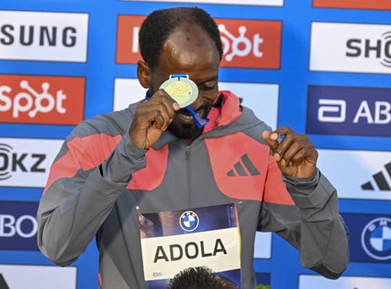 2026 Berlin Marathon BERLIN, GERMANY - SEPTEMBER 27: Ethiopian Guye Adola wins men category the 2026 Berlin Marathon, where thousands of runners from around the world competed over a 42.195-kilometer course passing iconic landmarks in Berlin, Germany on September 27, 2026. Halil Sagirkaya Anadolu Berlin Germany. Editorial use only. Please get in touch for any other usage.  Copyright: x2026xAnadoluxHalilxSagirkayax
