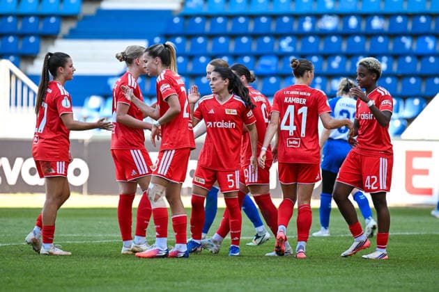 Soccer I Women s I 2026–2027 Season I DFB Cup I 1. FC Magdeburg vs. 1. FC Union Berlin I September 27, 2026: Union Berlin celebrates after Lia Kamber s third goal in the 41st minute, 1 FC Union Berlin vs. Magdeburg, Avnet Arena, Heinz Krügel Platz 1, Saxony-Anhalt, Germany Copyright: xLobeca InesxHähnelx