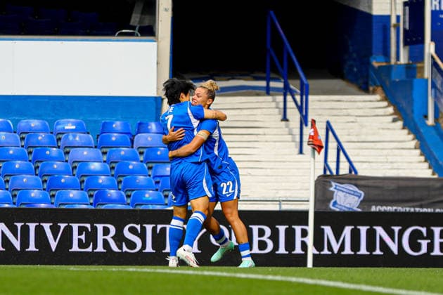 BIRMINGHAM, ENGLAND - September 27: Goal. Oceane Hurtre of Birmingham City celebrates scoring during the Barclays Womens Super League football match between Birmingham City and Crystal Palace at St Andrews @ Knighthead Park on September 27, 2026 in Birmingham, England. (Photo by Natalie Mincher Sports Press Photo SPP) Copyright: xNataliexMincher SPPx Sportspressphoto_SPR241087