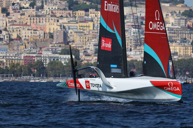 Emirates Team New Zealand during the preliminary regatta fleet races of the Louis Vuitton 38th America s Cup, Naples, Italy, September 27, 2026  Copyright: xAlessandroxGarofalo xLaPressex