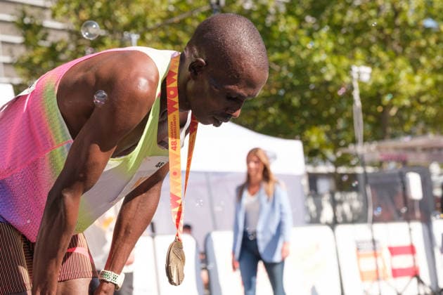 September 27, 2026, Warsaw, Masovian Voivodeship, Poland: STEPHEN KIBOR of Kenya at the finish line after placing first in the 48th Warsaw Marathon. The race has been awarded the World Athletics Elite Label for the first time in its history and is part of the European Marathon Classics (EMC) series of races. Warsaw Marathon 2026  - ZUMAk204 20260927_zip_k204_040 Copyright: xRomanxKozielx