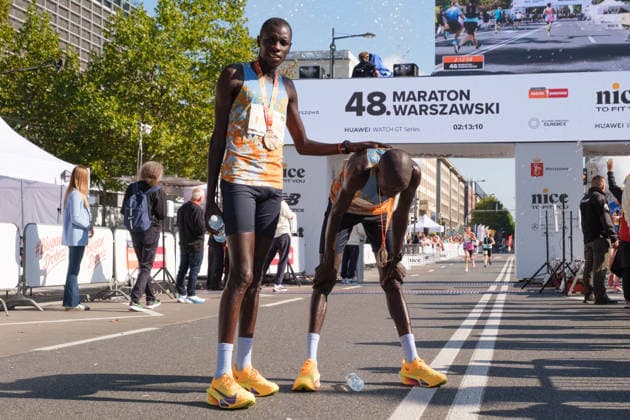 September 27, 2026, Warsaw, Masovian Voivodeship, Poland: 2nd place VICTOR KWEMBOI and 3rd place EZEKIEL MUTAI (both of Uganda) at the finish line of the 48th Warsaw Marathon. The race has been awarded the World Athletics Elite Label for the first time in its history and is part of the European Marathon Classics (EMC) series of races. Warsaw Poland - ZUMAk204 20260927_zip_k204_025 Copyright: xRomanxKozielx