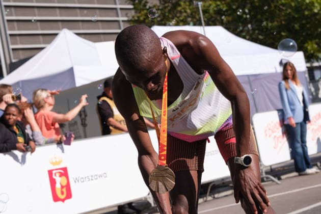 September 27, 2026, Warsaw, Masovian Voivodeship, Poland: STEPHEN KIBOR of Kenya at the finish line after placing first in the 48th Warsaw Marathon. The race has been awarded the World Athletics Elite Label for the first time in its history and is part of the European Marathon Classics (EMC) series of races. Warsaw Poland - ZUMAk204 20260927_zip_k204_039 Copyright: xRomanxKozielx