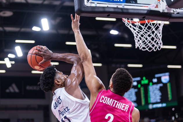 easyCredit Basketball Bundesliga, Telekom Baskets Bonn vs. Syntainics MBC, September 27, 2026 Aleksa KovacEvic (Telekom Baskets Bonn) 11 and Alijah Comithier (Telekom Baskets Bonn) 2 easyCredit Basketball Bundesliga, Telekom Baskets Bonn vs. Syntainics MBC, September 27, 2026, Telekom Dome Bonn Copyright: xBEAUTIFULxSPORTS Derixx