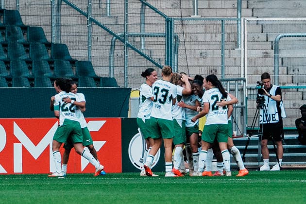 Germany, Soccer: 2026–2027 DFB Women s Cup, First Round: Borussia Mönchengladbach vs. FC Bayern Munich at Borussia Park—cheering, goal, joy, celebration, fun, emotions—Luca Graf, Borussia Mönchengladbach, 13 Copyright: xThiemoxRudolphx