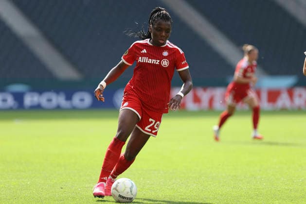 Edna Imade of FC Bayern Munich in action, on the ball, making a solo run during the DFB Women s Cup match between Borussia Mönchengladbach and FC Bayern Munich at ista Borussia Park on September 27, 2026, in Mönchengladbach, Germany. Photo by Oliver Kaelke, DeFodi Images. Edna Imade of FC Bayern Munich controls the ball during the DFB Women’s Cup match between Borussia Mönchengladbach and FC Bayern Munich at ista Borussia Park on September 27, 2026 in Mönchengladbach, Germany. Photo by Oliver Kaelke, DeFodi Images. DFB and DFL regulations prohibit any use of photographs as image sequences and or quasi-video. Photo by Oliver Kaelke, DeFodi Images.