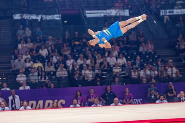 September 27, 2026, Paris, Paris, France: September 27, 2026, Paris, France: Anze Hribar of Slovenia during the final af the floor at Gym Paris in the AccorArena. Paris France - ZUMAp284 20260927_zip_p284_024 Copyright: xMickaelxPintax