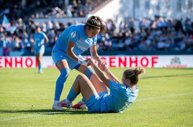 Soccer, Women s, 2026–2027 Season, DFB Cup First Round, FC Viktoria 1889 Berlin vs. Bayer Leverkusen, from left: Laura Casanovas Diaz (FC Viktoria 1889 Berlin), Maja Wasiak (FC Viktoria 1889 Berlin), September 27, 2026, Copyright: xMatthiasxKochx