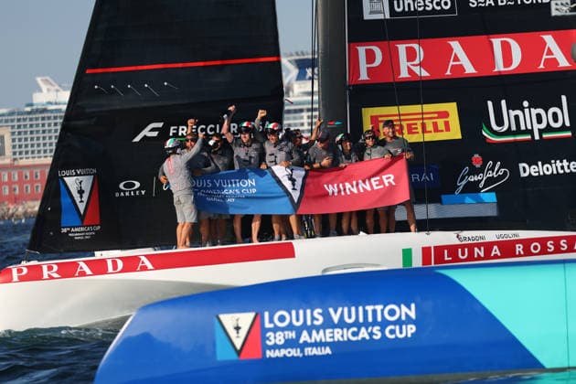 Team Luna Rossa winner in the final the preliminary regatta fleet races Team Luna Rossa vs Emirates Team New Zealand of the Louis Vuitton 38th America s Cup, Naples, Italy, September 27, 2026  Copyright: xAlessandroxGarofalox xLaPressex