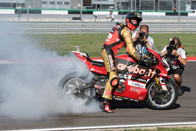 September 27, 2026, Cremona, Italy: Nicolo BULEGA (ITA) of Aruba.it Racing - Ducati celebrates the 2026 SBK World Champion title with a burnout after Race 2 of the 2026 WorldSBK EICMA ITALIAN ROUND at Cremona Circuit Angelo Bergamonti in Cremona (Italy)..Credit: ZUMA Press WorldSBK 2026: EICMA ITALIAN ROUND: Bulega World Champion  - ZUMAr158 20260927_aap_r158_017 Copyright: xRiccardoxRighettix