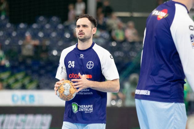 Handball, HBL2: SC DHfK Leipzig vs. TSV Bayer Dormagen, September 27, 2026; Peter Strosack 24, Bayer Dormagen; Handball, 2nd Bundesliga, 2026–2027 season, Matchday 5: SC DHfK Leipzig vs. TSV Bayer Dormagen on September 27, 2026, at the Quarterback Immobilien Arena in Leipzig Copyright: xBEAUTIFULxSPORTS JanxKaeferx
