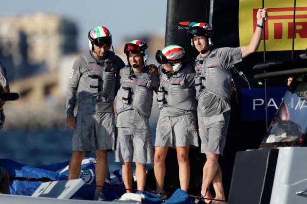 THE LOUIS VUITTON 38TH AMERICA™S CUP PRELIMINARY REGATTA, NAPLES Luna Rossa team wins and celebrate the qualifying round at the 38th Louis Vuitton America™s Cup in the Gulf of Naples, in Campania, on 27 September 2026. _BPH9229 Copyright: xAntonioxBalascox
