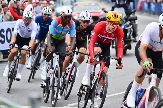 UCI 2026 Road World Championship, WM, Weltmeisterschaft Montreal 27 09 2026 MONTREAL, CANADA - SEPTEMBER 27 : Leknessund Andreas (NOR) , Girmay Biniam (ERI) during the Men Elite cycling road race of the 2026 UCI Road World Championships 93th edition an UCI World Championships cycling race of 273.4 km with start in Montreal and finish in Montreal on September 27, 2026 in Montreal, Canada, 27 09 2026 Montreal Canada  Copyright: xPeterxDexVoechtx