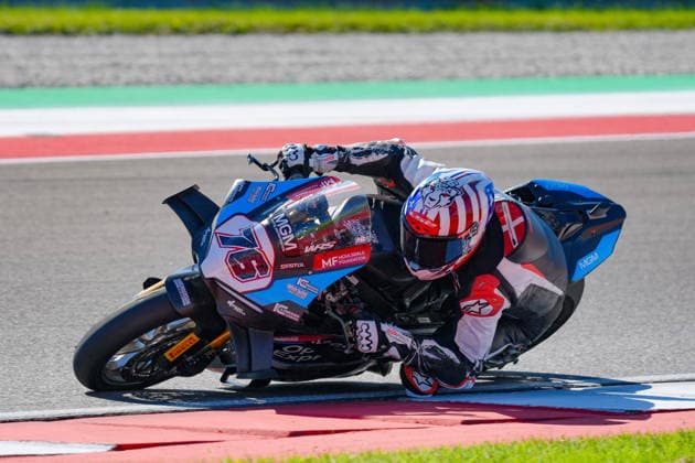 WorldSBK - EICMA Italian Round - Sunday Loris Baz of the United Kingdom rides a 76 Ducati Panigale V4R for MGM Optical Express Racing during the 10th round of WorldSBK, the EICMA Italian round, at the Cremona Circuit Angelo Bergamonti in San Martino del Lago, Italy, on September 27, 2026. San Martino del Lago Italy Italy  Copyright: xLucaxRossinix originalFilename:rossini-worldsbk260927_npnI4.jpg